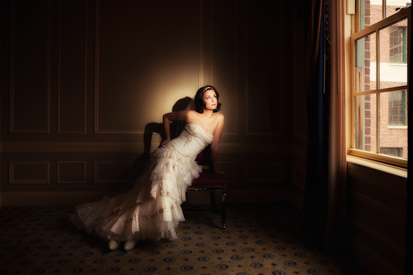 portrait of bride in window light - photo by Southern California wedding photographers Callaway Gable