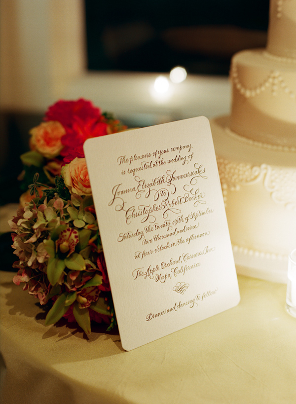 ivory wedding invitation with black calligraphy - photo by San Francisco based wedding photographer Lisa Lefkowitz