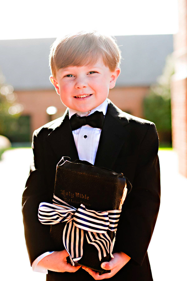 Ringbearer carrying Vintage Bible instead of Pillow for wedding at The Mountain Brook Club, Birmingham, Alabama | Photo by Ann Wade Parrish Photography and Arden Photography