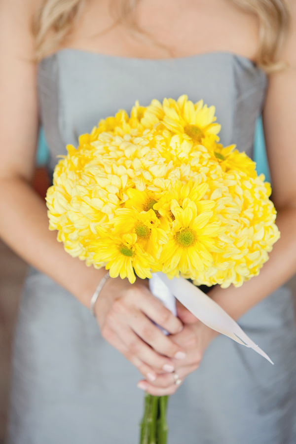Bright and sunny yellow bridesmaid bouquet - Photo by April Smith & Co.