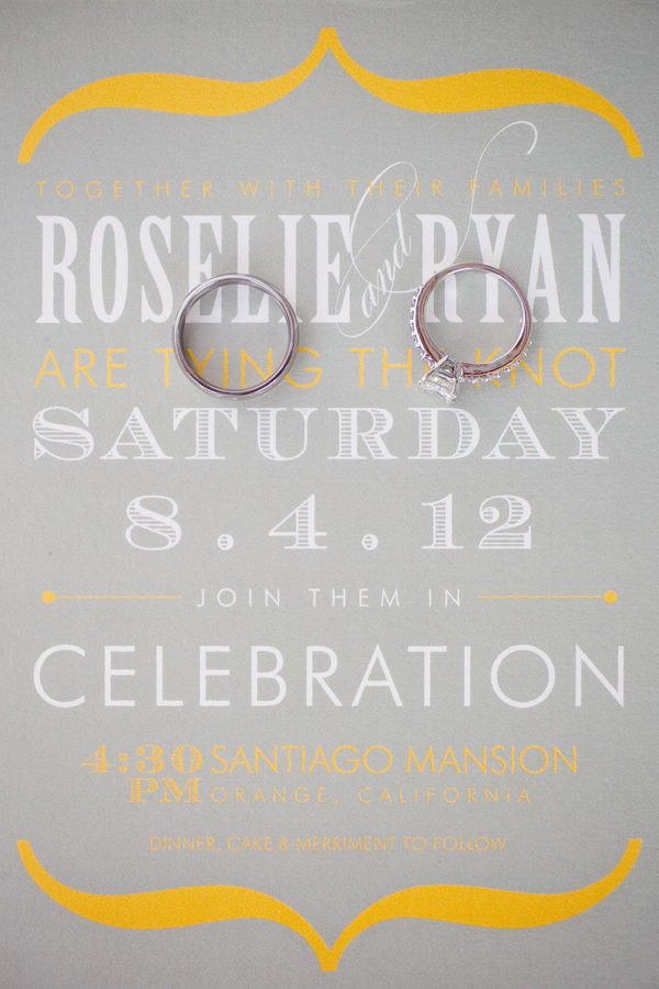Modern gray, white and yellow wedding invitation - Photo by April Smith & Co.