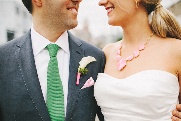 Focused couple shot with colorful accessories - wedding photo by Benj Haisch
