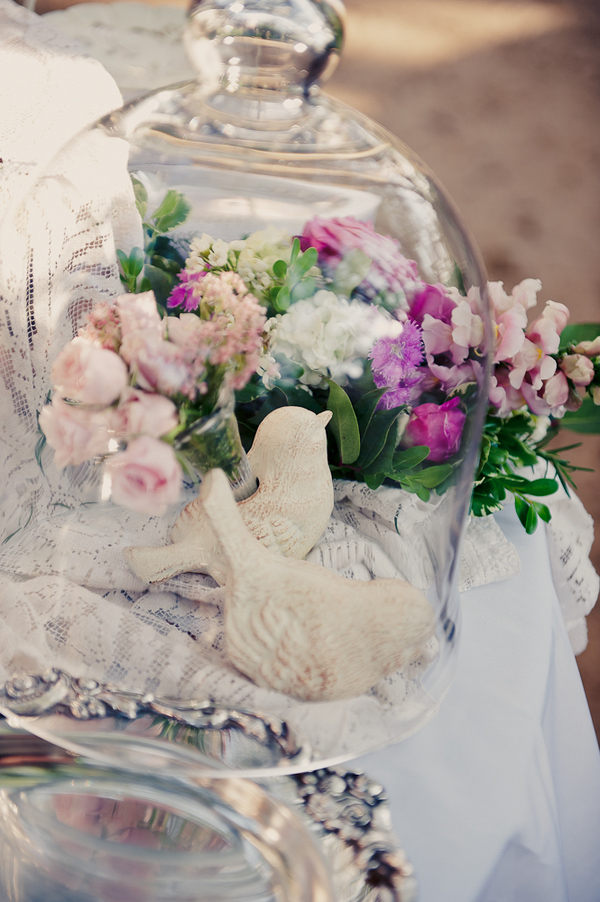 Bird and floral wedding centerpiece - Wedding Photo by Elizabeth Davis