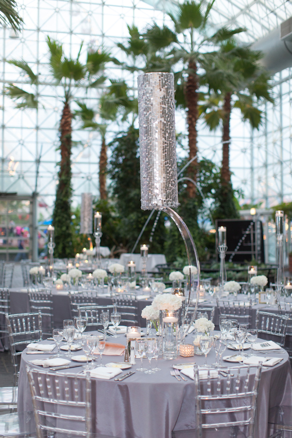 Wedding Photo by Miller and Miller Photography of silver and grey reception decor