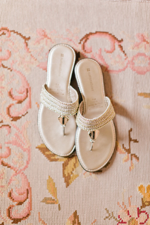 Casual and chic white wedding sandals - Photo by Emily Delamater