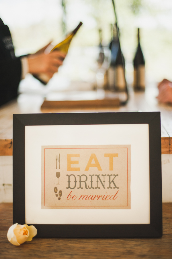 Framed 'Eat, Drink and Be Married' sign - Photo by Michelle Warren Photography