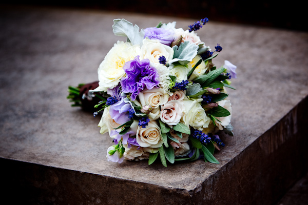 gorgeous ivory, light pink, purple, blue, and green floral bouquet - photo by New Mexico based wedding photographers Twin Lens