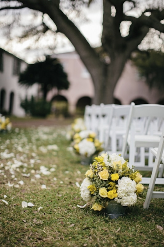 gray and yellow destination wedding, photo by Brooke Images
