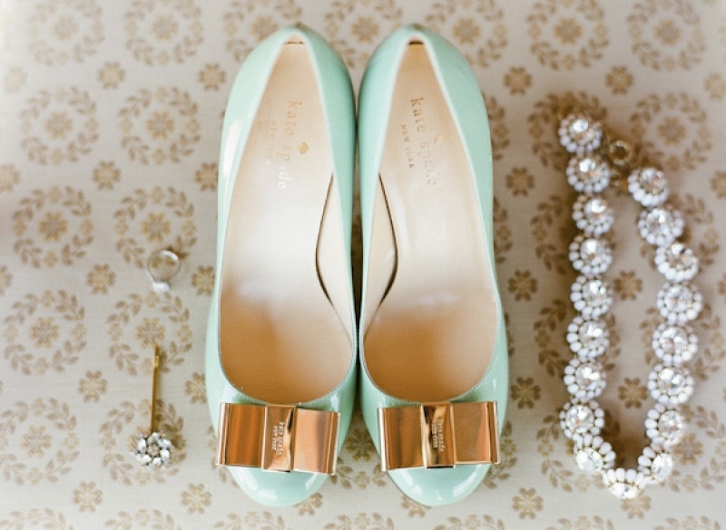 bridal kate spade mint green shoes, photo by Taylor Lord Photography
