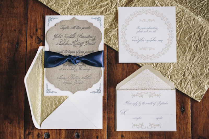 navy and gold invitation suite, photo by Vue Photography