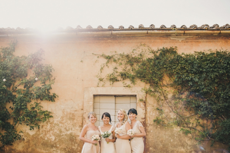 bridesmaids in blush pink dresses, photo by This Modern Love