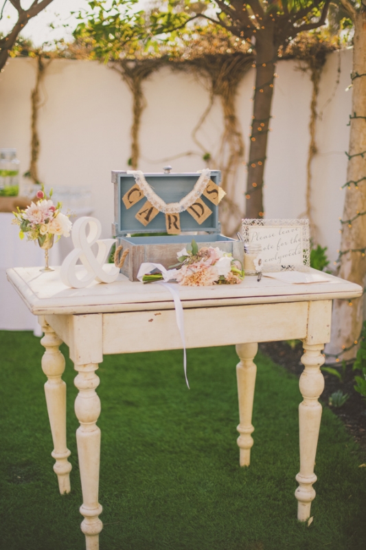 vintage card table at wedding, photo by Closer to Love Photography