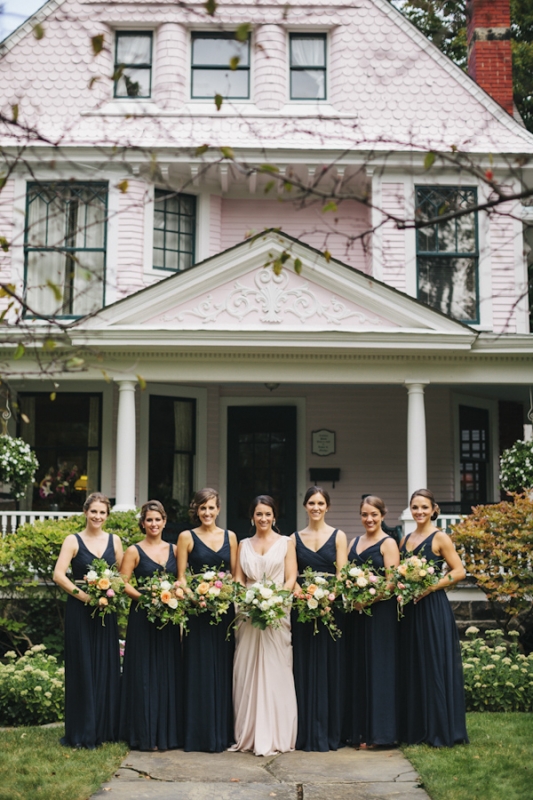 long navy bridesmaid dresses, photo by Ely Brothers Studio