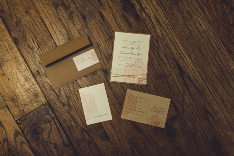 rustic ivory and kraft paper brown invitation suite, photo by Jeff Newsom