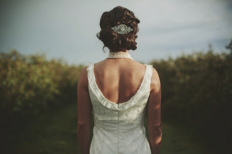 bridal hair updo with silver clip, photo by Rowan Jane Photography