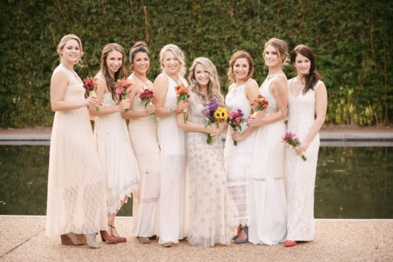 various ivory cream bridesmaids dresses bohemian bridesmaid style