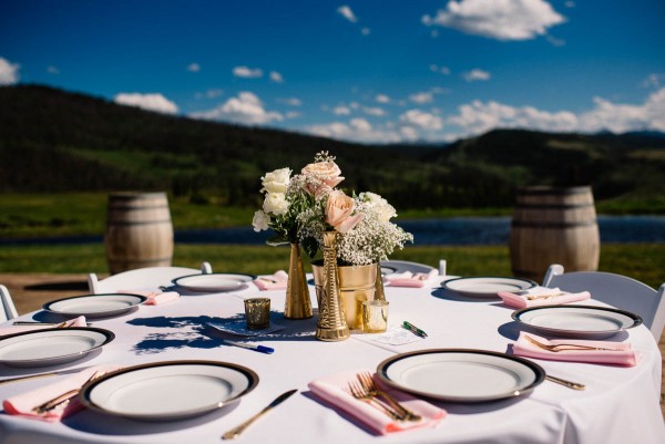 elegant farm wedding round table setting