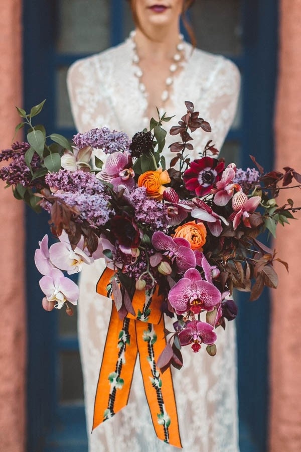 Burnt Orange and Fuchsia Desert Wedding Bridal Bouquet