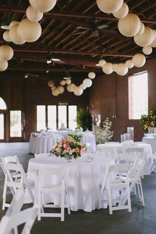 Wedding Reception with Spring Florals and Ivory Lanterns