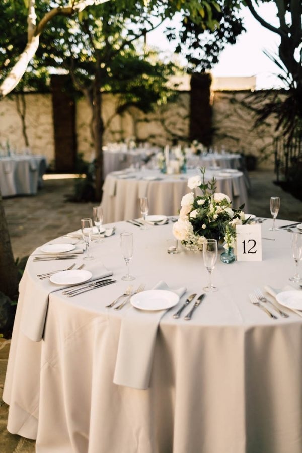 Tuscan-Inspired Wedding Reception Grey and White Table Setting