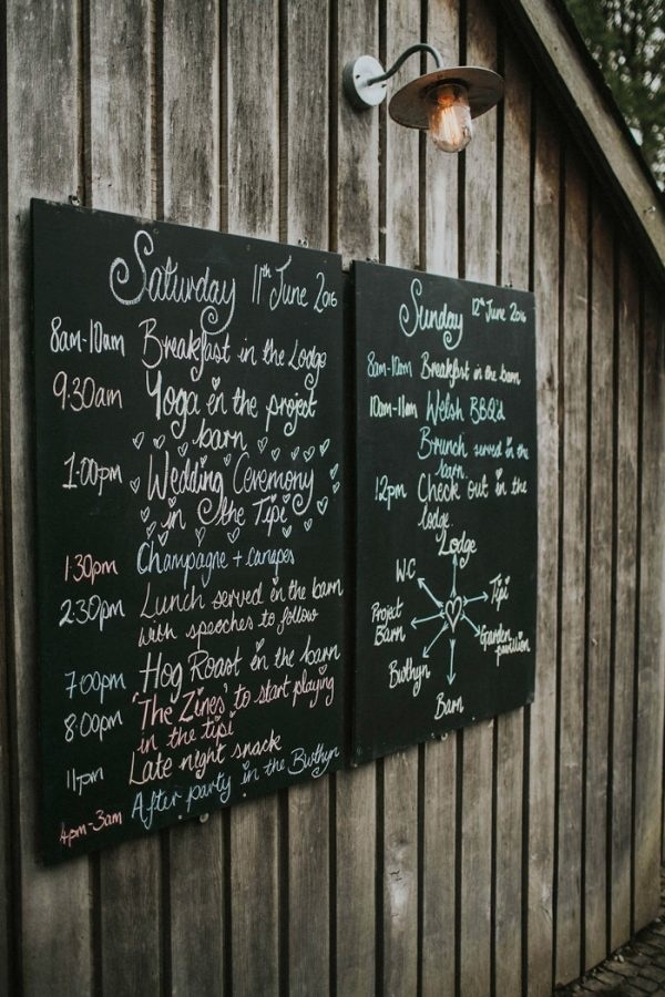 Chalkboard Signs with the Wedding Day Schedule