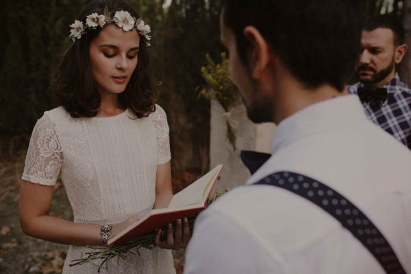 Rural Rustic Boho Forest Elopement Ceremony