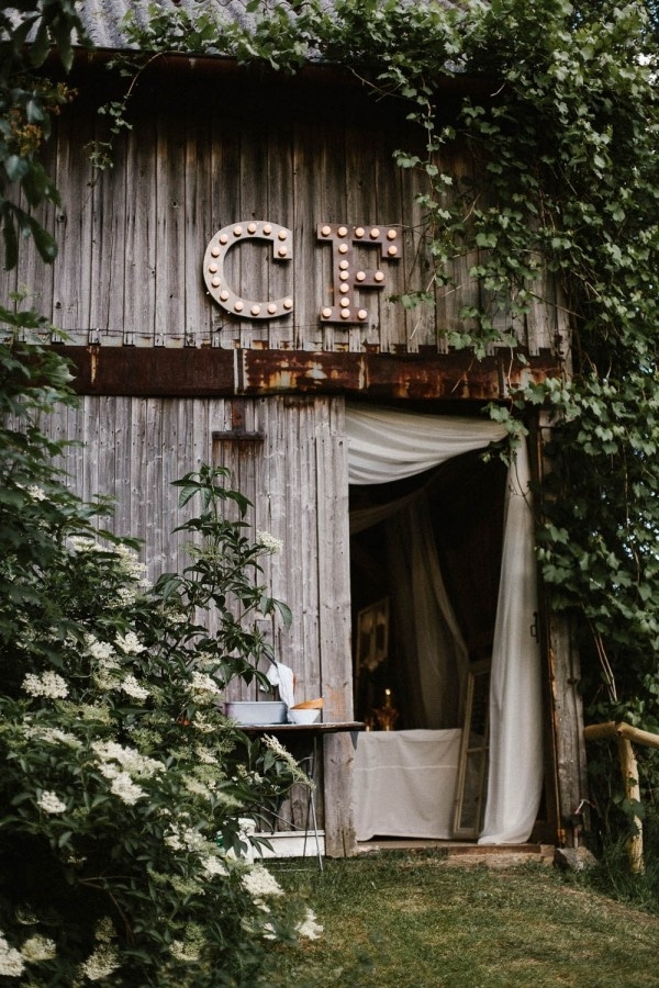 Private Barn Reception in Germany with Marquee Initials