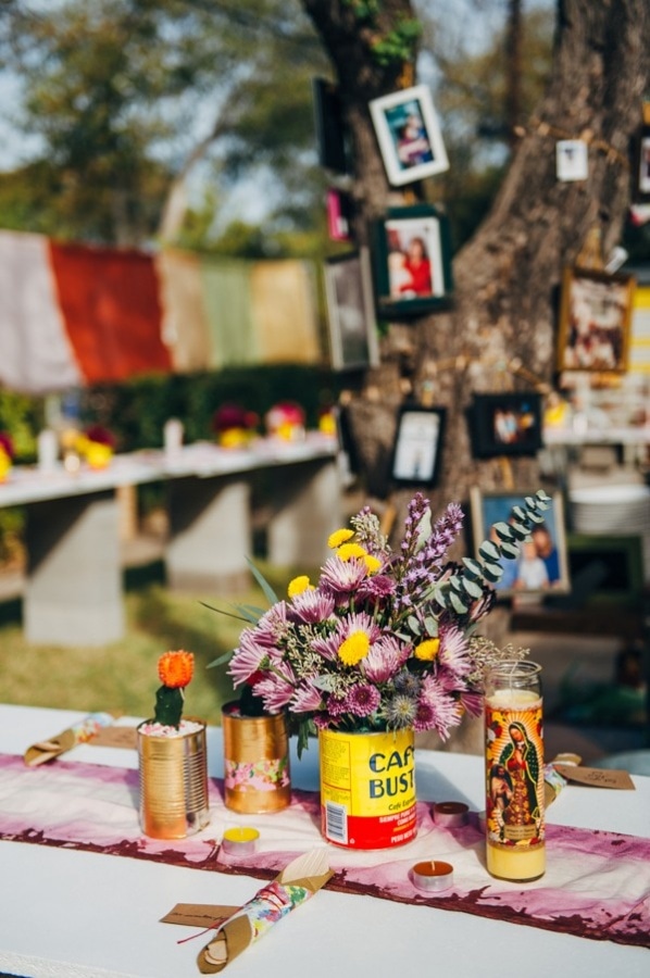 Quirky DIY Backyard Wedding Reception Venue Tablescape