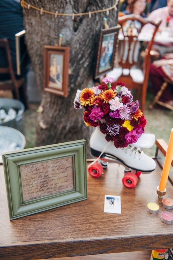 DIY Backyard Eclectic Quirky Roller Skate Flower Vase