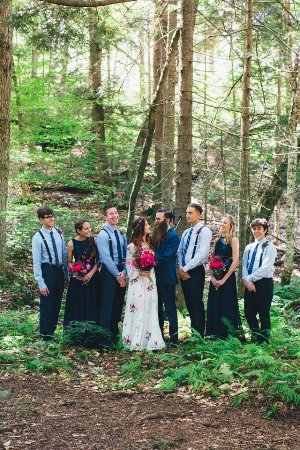 Navy and Dark Pink Wedding Party Style