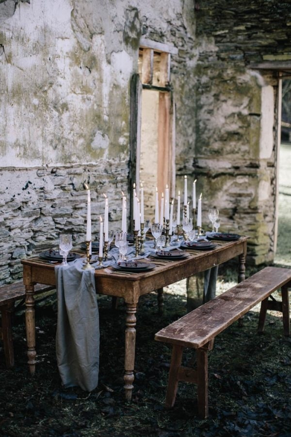 Moody and Rustic Winter Wedding Inspiration Reception Table