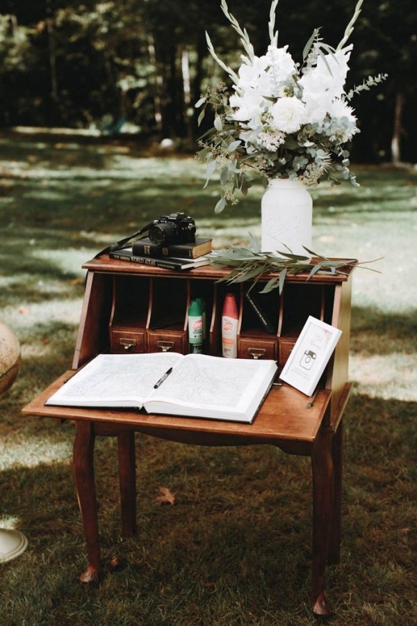 DIY Guestbook Table Made From Old Writing Desk
