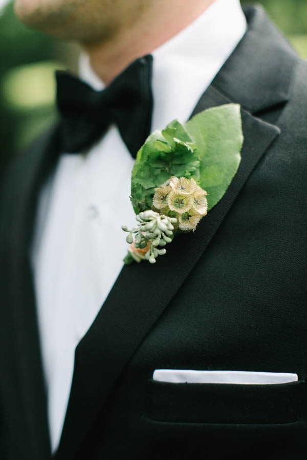 Unique Boutonniere with Large Leaf and Single Flower