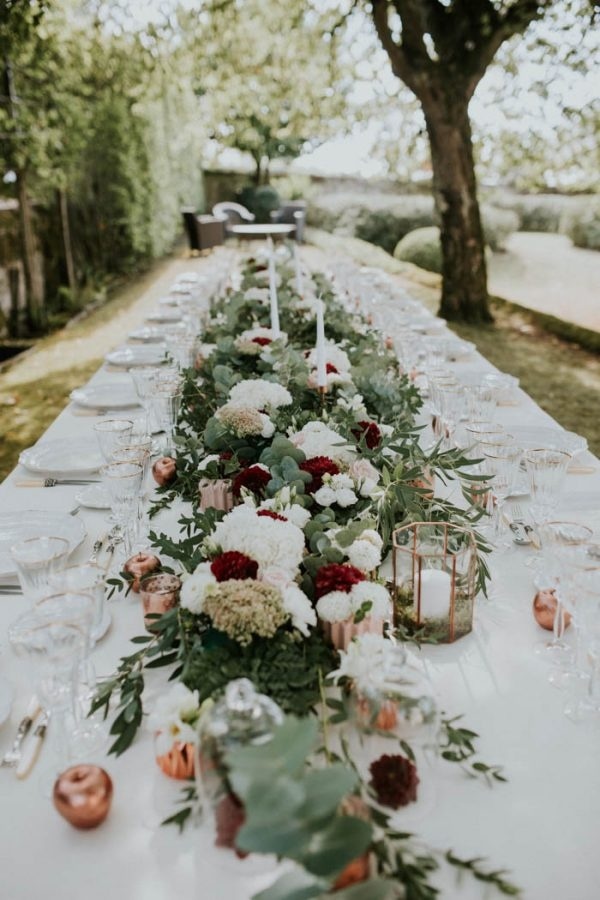 Gorgeous Bordeaux Winery Wedding at Chateau Franc Mayne Reception Table Floral Design