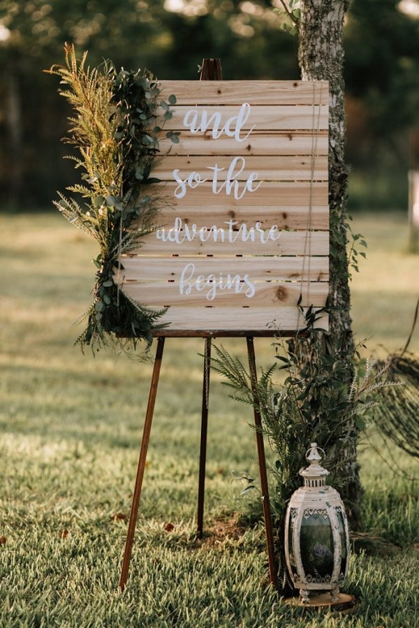 Fall Wedding Inspiration Rustic Sign with Lantern