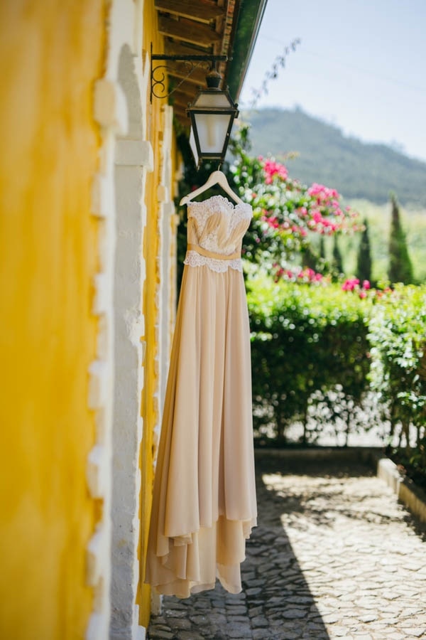 Rustic Vineyard Wedding at Quinta de Santana Champagne Colored Wedding Dress