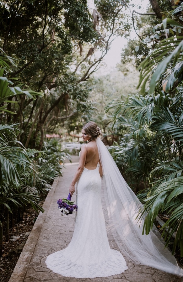 Tropical Backless Bridal Gown Portrait