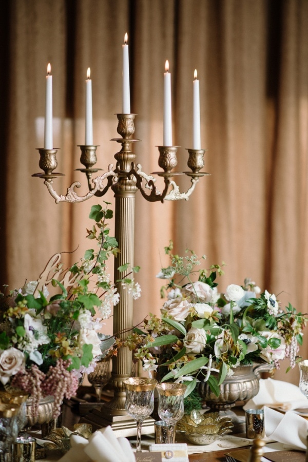 Classic Elegant Candelabra and Floral Centerpiece Display