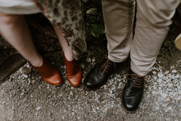 Bohemian Rustic Elopement Bride and Groom Footwear Inspiration