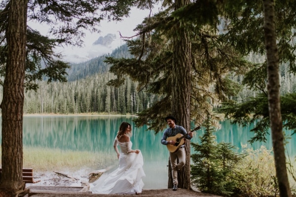 Bohemian Elopement First Look on Gorgeous Canadian Lake