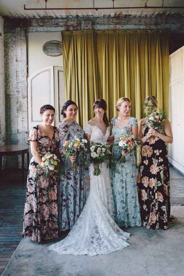 Long Floral Print Bridesmaid Dresses in Different Colors