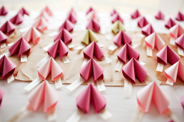 pink paper fortune cookie wedding favors - photo by top Michigan based wedding photographer Dan Stewart pink paper fortune cookie wedding favors - photo by top Michigan based wedding photographer Dan Stewart