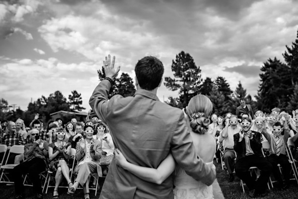adorable wedding ceremony photo of guests wearing 3D glasses - photo by Denver-based wedding photographers Jason and Gina | Junebug Weddings adorable wedding ceremony photo of guests wearing 3D glasses - photo by Denver-based wedding photographers Jason and Gina | Junebug Weddings