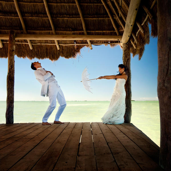 Day after Wedding Photo Session by Zasil Studios on beach in Mexico | via junebugweddings.com