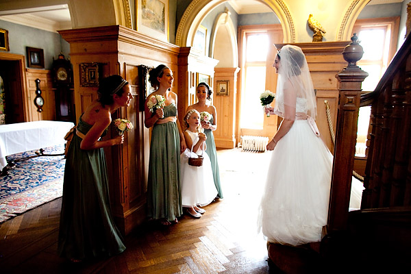 The bridesmaids, flower girl and bride share a moment before the ceremony- Jane Austen inspired UK wedding in Chippenham Park - photos by top North Carolina wedding photographer Tracy Turpen Jane Austen inspired UK wedding in Chippenham Park - photos by top North Carolina wedding photographer Tracy Turpen