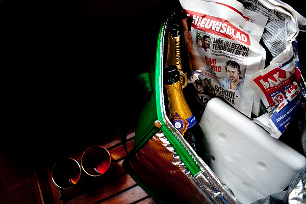 A cooler filled with drinks to celebrate with guests Amsterdam trolley wedding on Electrische Museumtram - photos by top North Carolina wedding photographer Tracy Turpen Amsterdam trolley wedding on Electrische Museumtram - photos by top North Carolina wedding photographer Tracy Turpen