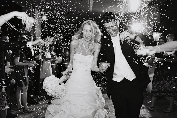black and white photo of the happy couple in flower petal grand wedding exit - photo by top Dallas, Texas based photographer Jeremy Gilliam black and white photo of the happy couple in flower petal grand wedding exit - photo by top Dallas, Texas based photographer Jeremy Gilliam