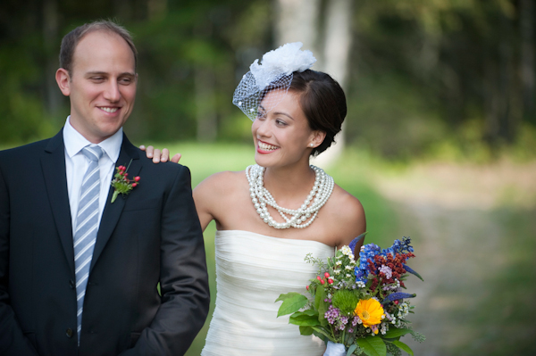 the bride taps the groom on the shoulder to reveal herself - New England wedding - Bar Harbor Sorrento, Maine - photos by top east coast wedding photographers Justin and Mary New England wedding - Bar Harbor Sorrento, Maine - photos by top east coast wedding photographers Justin and Mary