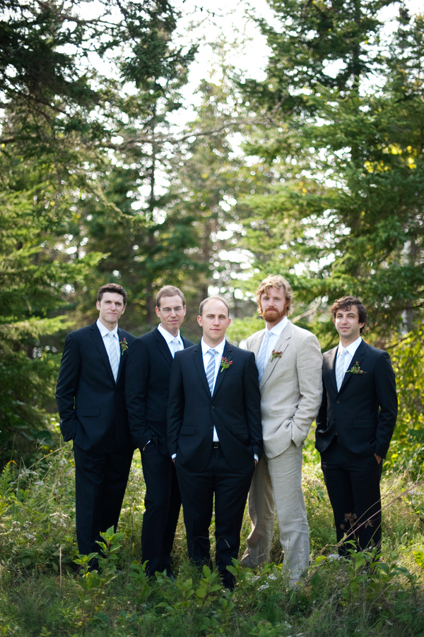 Portrait of the groom and groomsmen-New England wedding - Bar Harbor Sorrento, Maine - photos by top east coast wedding photographers Justin and Mary New England wedding - Bar Harbor Sorrento, Maine - photos by top east coast wedding photographers Justin and Mary