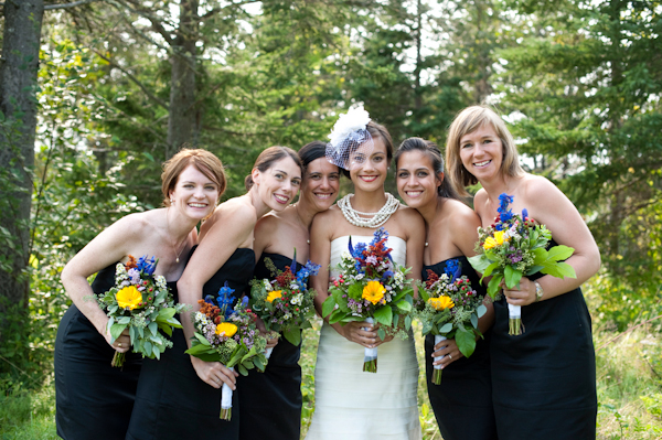Portrait of the bride and bridesmaids- New England wedding - Bar Harbor Sorrento, Maine - photos by top east coast wedding photographers Justin and Mary New England wedding - Bar Harbor Sorrento, Maine - photos by top east coast wedding photographers Justin and Mary
